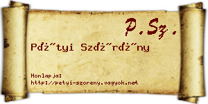 Pétyi Szörény névjegykártya